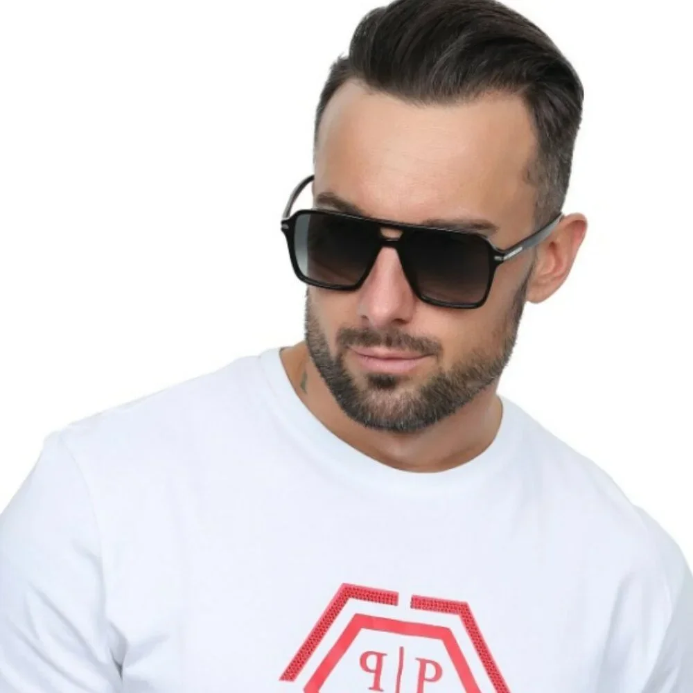 Prada PR20YS Sunglasses – Black Pilot Frame Green Polarized | Model 1AB03R